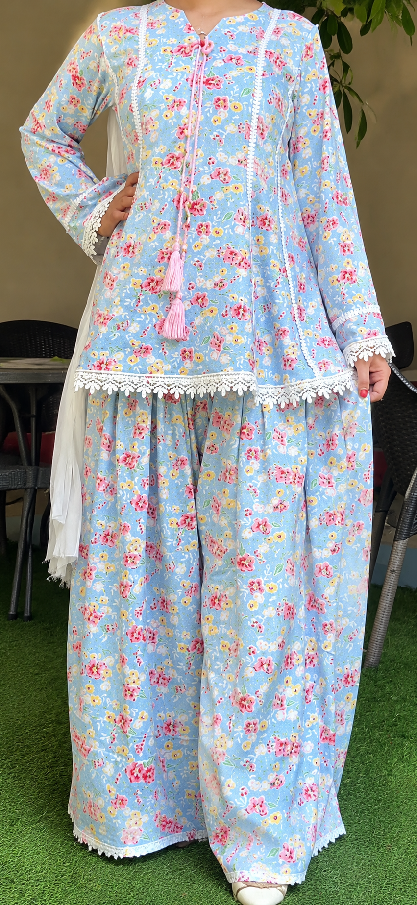 LIGHT BLUE FARSHI CORD SET