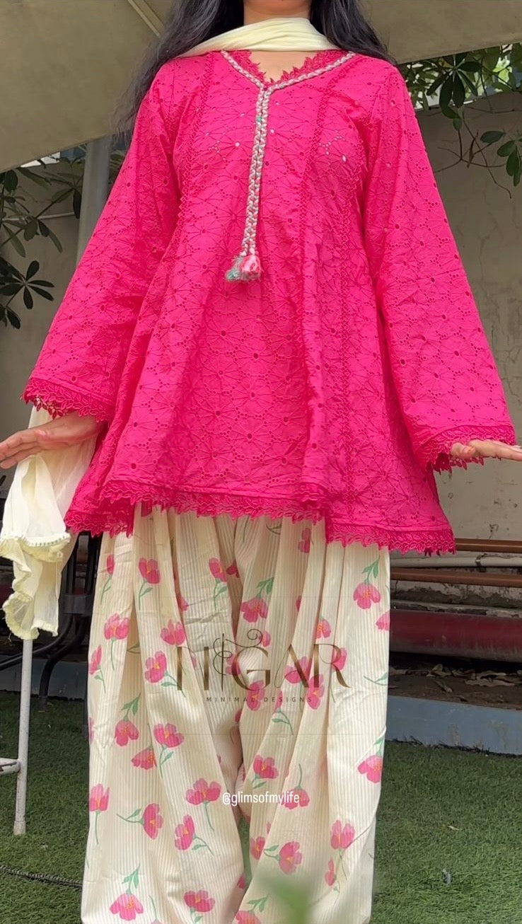 VIRAL PINK & BUTTER YELLOW FARSHI CORD SET