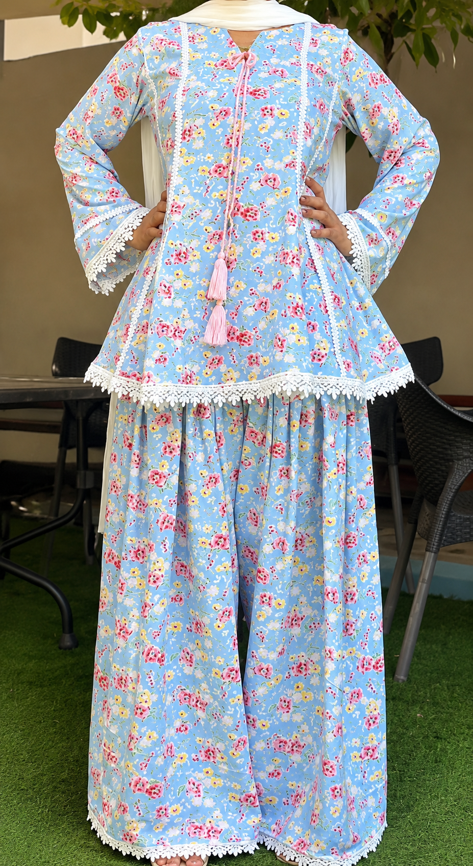 LIGHT BLUE FARSHI CORD SET