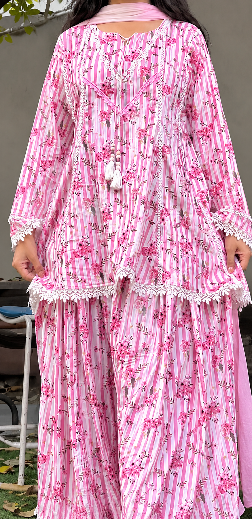 VIRAL PINK FARSHI CORD SET