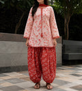 PEACH SHORT KURTI SALWAR SET