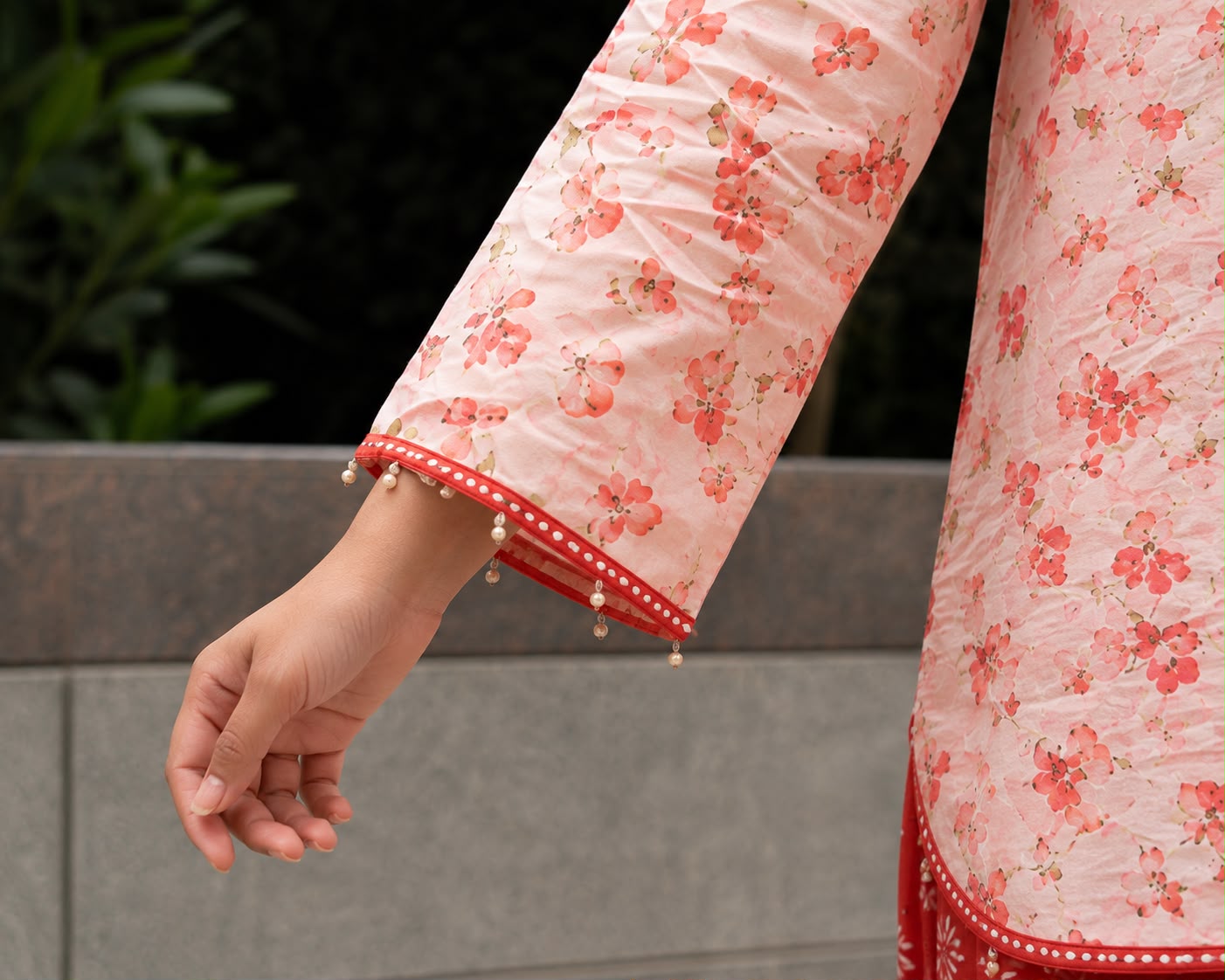 PEACH SHORT KURTI SALWAR SET
