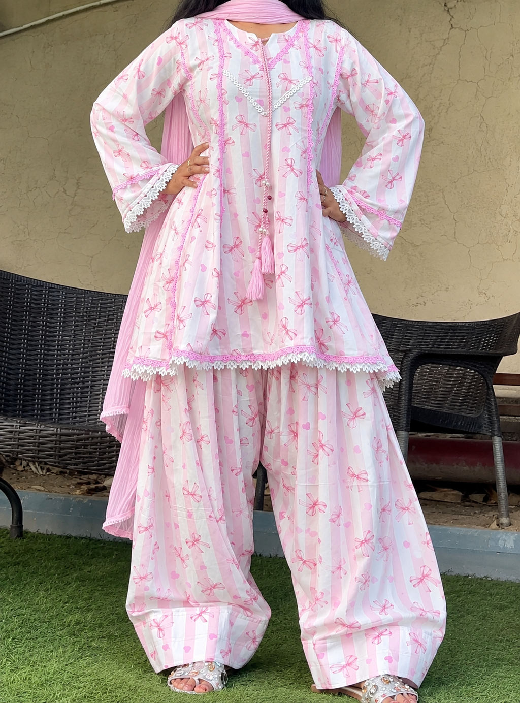 BABY PINK FARSHI CORD SET