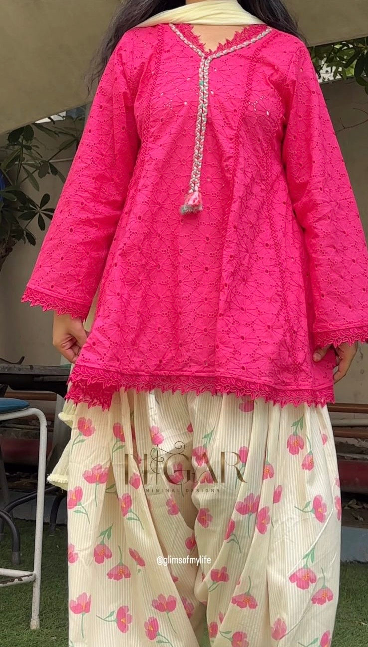 VIRAL PINK & BUTTER YELLOW FARSHI CORD SET